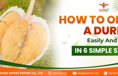 Banner illustrating how to open a durian easily and safely in 6 simple steps